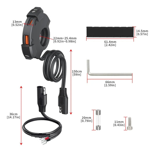 Cargador USB 18W para Moto – Energía Siempre en el Camino
